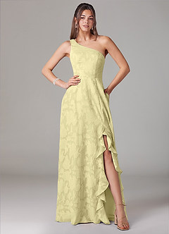 Azazie Ellianna At-home Try On Dresses Agave A-Line One Shoulder Floral Burnout Dress image1