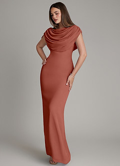 Azazie Hadley Bridesmaid Dresses Auburn Mermaid Pleated Chiffon Dress image8