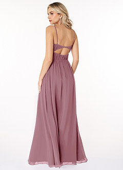Azazie Yanelie Final Sale Vintage Mauve A-Line Scoop Pleated Chiffon Dress image8