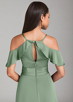 Azazie Dakota Bridesmaid Dresses Matcha A-Line Off the Shoulder Stretch Satin Dress image6