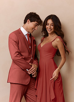 front James Terracotta Structured Stretch Suit Vest