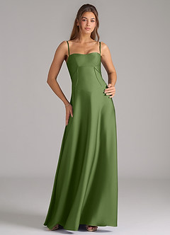 Azazie Valentine Robes de demoiselle d'honneur Robe Trapèze en Satin extensible Corset Genévrier image1