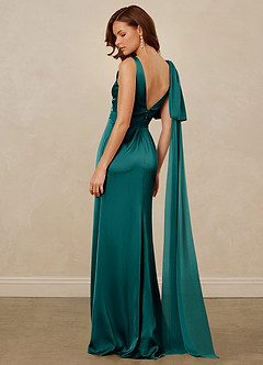Christian Siriano Bridal for Azazie 1011 Bridesmaid Dresses Peacock Mermaid Bow Stretch Satin Dress image9