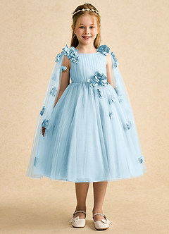 Azazie Staria Blumenmädchenkleider Ballkleid Gestreift Tüll Kleid Himmelblau image6