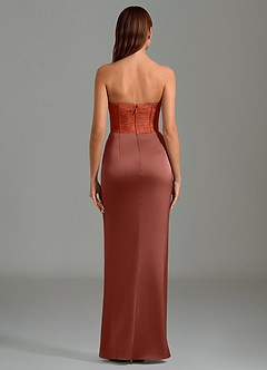 Azazie Emilia Abiti da Damigella Abito Sirena in Raso Elasticizzato Senza Cinturino Auburn image2