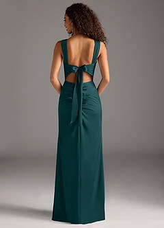 Azazie Jesaphine Bridesmaid Dresses Pine Sheath Bow Stretch Satin Dress image5