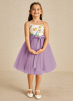 Azazie Jollie Flower Girl Dresses Wisteria A-Line Spaghetti Strap Tulle Dress image3