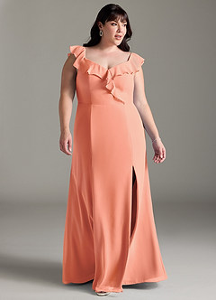 Azazie Sophie Brautjungfernkleider Wandelbar A-Linie Schulterfrei Chiffon Kleid Sonnenuntergang image9