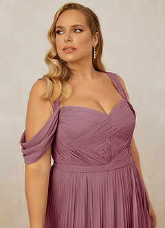 Christian Siriano Bridal for Azazie 1013 Bridesmaid Dresses Vintage Mauve A-Line Off the Shoulder Chiffon Dress image14