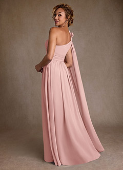 Azazie Lancaster Mère de la mariée Robes Robe Trapèze en Mousseline de soie Une épaule Rose Poudré image2