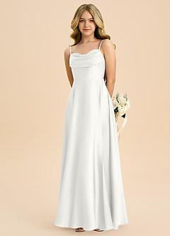 Azazie Bear Junior White A-Line Sweetheart Neckline Stretch Satin Dress image6