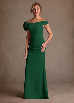 Azazie Gwynne vestidos de madre de la novia Vestido de Verde Oscuro de Crepé elástico de Corte Sirena con Vestidos sin tirantes image4