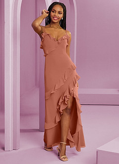 Barbie ♥ Azazie Jurken voor bruidsmeisjes Jurk van Chiffon met Kolom Meer Gesneden image3