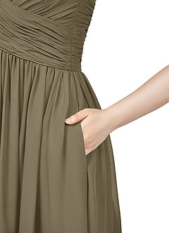 Azazie Angie Bridesmaid Dresses Willow Green A-Line Corset Chiffon Dress image10