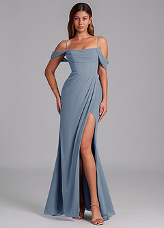 Azazie Johana Jurken voor bruidsmeisjes Converteerbaar Jurk van Chiffon met Zeemeermin Off the Shoulder Schemering image4