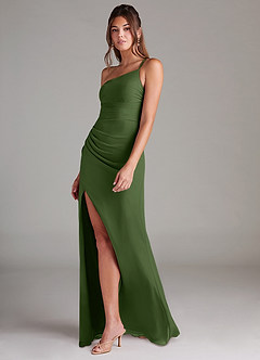 Azazie Eren Bridesmaid Dresses Olive Sheath One Shoulder Chiffon Dress image5