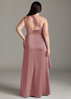 Azazie Maive Bridesmaid Dresses Dusty Rose Sheath Ruched Stretch Satin Dress image7