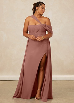 Christian Siriano Bridal for Azazie 1014 Bridesmaid Dresses Cedar Rose A-Line Off the Shoulder Chiffon Dress image13
