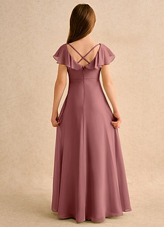 Azazie Nari Girls Formal Flower Girl Dresses Amethyst A-Line with Sleeves Chiffon Dress image7