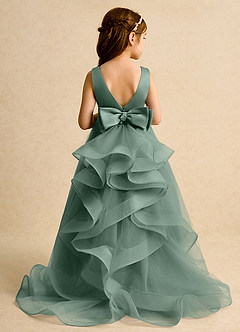 Azazie Lior Flower Girl Dresses Eucalyptus Ball-Gown Pleated Tulle Dress image8