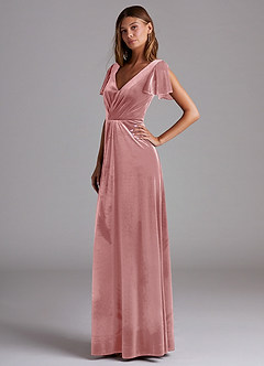 Azazie Soren Bridesmaid Dresses Dusty Rose A-Line Velvet Dress image3