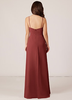 Azazie Kaylee Junior Terracotta A-Line Side Slit Chiffon Dress image2