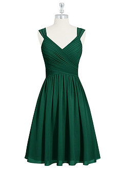 Azazie Angie Bridesmaid Dresses Emerald A-Line Corset Chiffon Dress image7