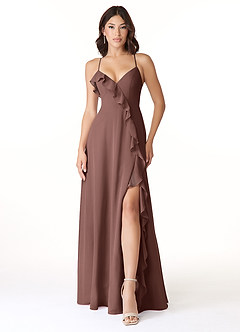 Azazie Tarni At-home Try On Dresses Amethyst A-Line Chiffon Dress image1