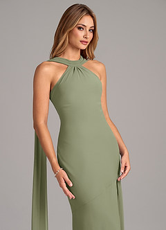 Azazie Kinsley Bridesmaid Dresses Pistachio Mermaid Pleated Chiffon Dress image7