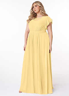 Azazie Daphne Modest brudtärna klänningar Klä A-Line Volang Golvlängd Chiffong image8