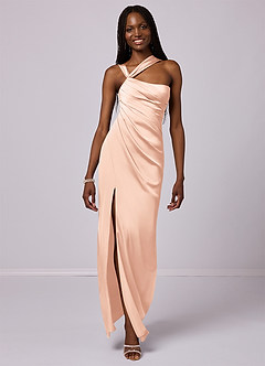 Barbie ♥ Azazie Bridesmaid Dresses English Rose Mermaid One Shoulder Stretch Satin Dress image1