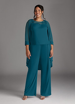 Azazie Frances Mother of the Bride Dresses Ink Blue Jumpsuit/Pantsuit Scoop Mesh Dress image9