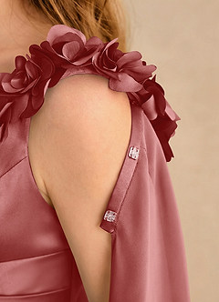 Azazie Rosita Flower Girl Klänningar Klä A-Line i Stretch Satin Plisserad image6