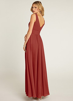 Azazie Pierrette Bridesmaid Dresses Terracotta A-Line Pleated Chiffon Dress image4