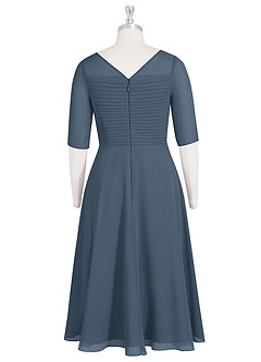 Azazie Naomi Mother of the Bride Dresses Neptune A-Line Boatneck Pleated Chiffon Dress image8