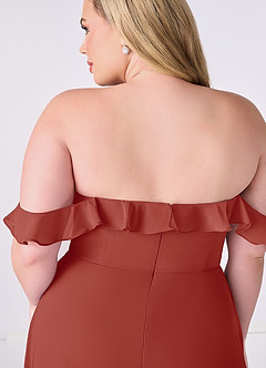 Barbie ♥ Azazie Brautjungfernkleider Wandelbar A-Linie Schulterfrei Chiffon Kleid Terrakotta image11
