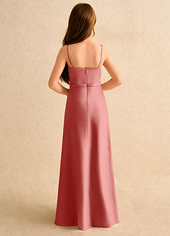 Azazie Fishie Girls Formal Sukienki dla dziewczynek sypiących kwiaty Linia A Matowy satynowy Długość podłogi Sukienka image7