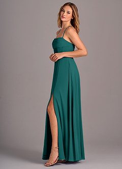 Azazie Carolyn Bridesmaid Dresses Peacock A-Line Pleated Chiffon Dress image3