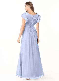 Azazie Daphne Modest Bridesmaid Dresses A-Line Ruffled Chiffon Floor-Length Dress image2