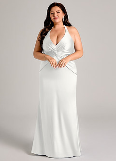 Azazie Valerie Suknie dla druhen Syrena Pofałdowany Satyna elastyczna Do ziemi Sukienka image9