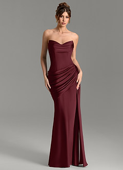 Azazie Zorah Bridesmaid Dresses Cabernet Mermaid Corset Stretch Satin Convertible Dress image3