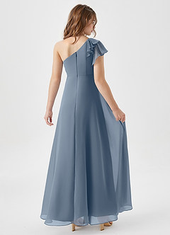 Azazie Arabella Junior Robe Trapèze en Mousseline de soie Rayé Violet Crépusculaire image2