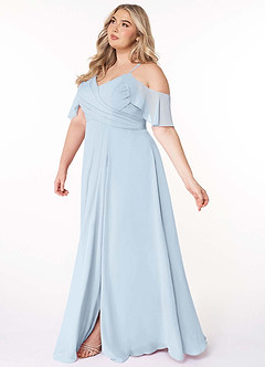 Azazie Dakota Bridesmaid Dresses Mist A-Line V-Neck Pleated Chiffon Dress image10