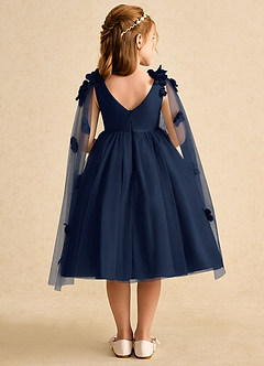 Azazie Staria Blumenmädchenkleider Ballkleid Gestreift Tüll Kleid Dunkelmarine image2