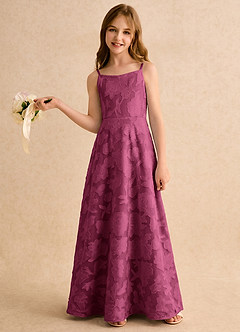 Azazie Jaella Girls Formal Abiti da Ragazza di Fiori Abito A-Line in Burnout Floreale Plissettato Gelso image2