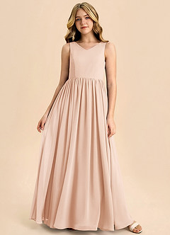 Azazie Hathaway Junior English Rose A-Line Bow Chiffon Dress image3