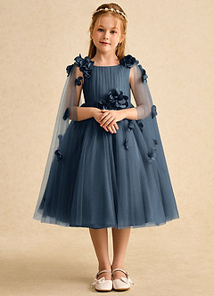 Azazie Staria Abiti da Ragazza di Fiori Abito Principessa in Tulle Increspato Blu Nettuno image1