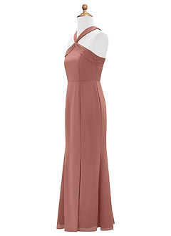 Azazie Rue Junior Robe Sirène en Mousseline de soie Fente Latérale Rose De Cèdre image8