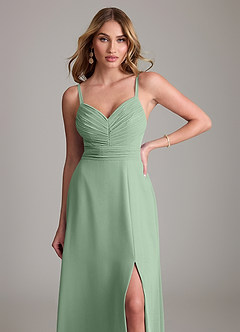 Azazie Terese Bridesmaid Dresses Matcha A-Line Pleated Chiffon Dress image5