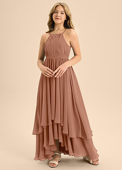 Azazie Elliora Junior Bronzer A-Line Pleated Chiffon Dress image4